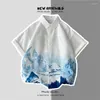 Men's Casual Shirts ICCLEK Summer Short-sleeved Flower Shirt Male Tide Ruffian Handsome Beach Design Sense Cartoon Female Loose Hawaii