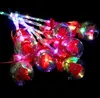 LED Party Favor Decoration Light Up Glowing Red Rose Flower Wands Bobo Ball Stick For Wedding Valentine's Day Atmosphere Decor SN4996