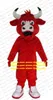 Smart Red Buffalo Bovini Bison Mascot Costume Wild Ox Bos Gaurus Bull Ox Cattle Calf med White Sharp Horn No.4477