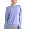 LU-T01 Maglione sportivo allentato Completi da yoga per donna Tuta da fitness Top Cappotto casual Felpa con cappuccio a maniche lunghe con colletto tondo sottile