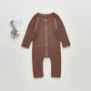 Jumpsuits Baby Girl Romper Born baby jongens meisjes katoen gebreide lange mouw solide jumpsuit peuter kleding outfits