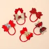 Hair Accessories Christmas Baby Children Felt Cloth Headband Red Bows Hairbands Girls Sequins Bands Elastic Toddler Headwear