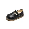 Flat Shoes Children Leather 2022 Spring Toddler Girl Mary Jane British Style Soft Bottom Non-slip Performance E12165