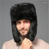 Berets IANLAN Winter Russian Ushanka Hats Unisex Full-pelt Rabbi Fur Skiing For Men Women Cotton Layer Bomber IL00573