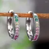 Hoop Earrings 2022 Fashion Seven Color Rhinestones Zircon For Women Statement Engagement Wedding Jewelry Accessories Girl Gift