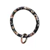 Bangle Zwpon Fashion Vegan Leather Key Chain Leopard Sunflowers Snackskin Armeletes Statement Ring Wristlet for Woman