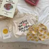 Sandales été bébé garçon enfant en bas âge coton Simple police anglaise à manches courtes enfants t-shirts filles vêtements enfants