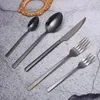 Dinnerware Sets Black Cutlery Set Stainless Steel Spoon Fork Knife Tableware 20 Pieces Dishwasher Safe Eco Friendly
