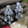 Dingle örhängen hibride clear zirconia mode cz crystal droppe för kvinnor brud party smycken gåvor pendientes mujer mode e-619