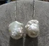 Dangle Earrings Baroque Big Freshwater Pearl Real 925 Silver Fashion Fine Jewelry For Women Long Earring Drop