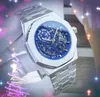 Beliebte Herren-Armbanduhr mit hohlem Skelett und zwei Stiften, 42 mm, automatisches mechanisches Uhrwerk, 904L-Edelstahl, Selbstaufzug, leuchtende, elegante Armbanduhr, Montre de Luxe