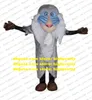 Rafiki Mandrill Singe Roi Lion Mascotte Costume Avec Gants Marron Triangle Rouge Nez Longue Barbe Blanche No.4302