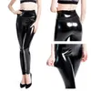 Women's Leggings YGYEEG Shiny Push Up Leggings Black Summer PU Leather Pants Women High Waist Elastic Trousers Stretch Ankle-Length T221020