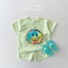 Kledingsets 2022 baby snoepkleuren printletter korte mouwen smile tops shorts suite peuter T-stukken en korte broek set