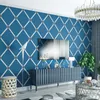 Tapeten Moderne europäische geometrische Raute Home Decor Zimmer Blau Beige Braun Grau Wanddekorationen Wohnzimmer Schlafzimmer