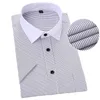 Camicie casual da uomo Patchwork estivo da uomo Colletto quadrato bianco Manica corta No stiro Easy Care Vestibilità regolare Abito a righe Per lavoro