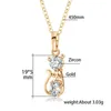 Pendant Necklaces Cat Kitten Cute Necklace Pendants For Womens Stainless Steel Rose Gold Color Chain Cubic Zirconia Jewelry