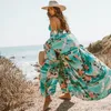 Damesblouses 2022 Vintage Retro Night Garde Print Boho Maxi Kimono Shirt Sleeve Cardigan Boheemian Long Wrap Blouse Summer Tops Beachwear