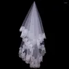 Bridal Veils White Cathedral Wedding Short One Layer Classic Veil Appliques Lace Edge No Comb Accessories