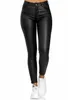 Leggings en cuir PU pour femmes, pantalon en cuir PU, poche solide, décontracté, élastique, mode moderne, mat, T221020