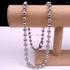 Cadenas de acero inoxidable de 18 ''-32'' de alto brillo, collar de eslabones con cuentas de bolas redondas enormes, joyería de tendencia ancha de 8mm para hombres y mujeres