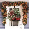 Dekorativa blommor juldekoration kransbil bågar Garland dörr hängande hus nummer Xmas röd bil navidad konstgjord växt hem