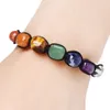 Pulsera con dijes cuadrados de ágata en forma aleatoria de 7 colores, pulsera trenzada con cuentas de piedra azul, joyería de Yoga