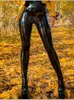 Kvinnors leggings normov kvinna sexig svart mager pu läder sömlösa smala långa byxor kvinnor tunn hög midja t221020
