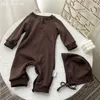 Jumpsuits Sleeve Jumpsuit Toddler Baby Girl Sweet Clothes Bodysuits Rompers 2Pcs Cute Boys Romper With Hat Set Infant Vintage Long