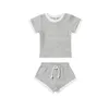 Sandales bébé garçons fille été Simple Pit Bar ensemble manches courtes t-shirts et confortable ample décontracté coton Shorts 2pc costume enfants vêtements