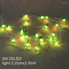 Cordes 2 mètres décorations de lumière LED de Noël Santa Claus Elk Tree Flakes de neige Ornement de bonhomme Garland brillant dans l'obscurité
