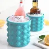 Portátil 2 en 1 grande de silicona para hacer cubitos de hielo, bandeja para hacer cubos, gabinete para vino con tapas, bebidas para fiestas, whisky congelado, cóctel, envío marítimo BB