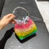 Monederos y manos para mujer, bolsos de diseñador de lujo, bolso de mano tipo cubo, bolso de noche para banquete, bolso de hombro con diamantes de imitación de cristal