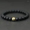 Strand Minimalist 8mm Handmade Natural Stone Beads Bracelet Gold Silver Color Basketball Braslet For Men Sport Homme