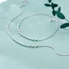 Bracelets de cheville perles ovales, bijoux de cheville, 925 pieds, chaînes en argent pour femmes, boîte chaîne femelle sur la jambe 20 CM réglable