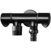 Bathroom Sink Faucets 1pc Black Brass Wall Mounted Washing Machine Faucet One Into Two Out Bibcock Double Handle Head Taps