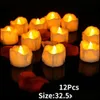 Candele Candele Confezione da 1224 Telecomando tremolante Bianco caldo Giallo Tealight elettrico senza fiamma per la decorazione di San Valentino 2 Dhv6M