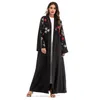 Roupas étnicas vestido muçulmano mulheres tridimensionais malha de flor sola cardigã Rob moda abaya dubai peru