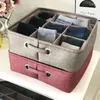 Storage Drawers Thicken Cotton And Linen Basket 9 Grid Household Organizer Underwear Sock Sundries Box