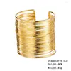 Bangle Boho Gold Big Wide Metal Color Opening End Cuff Arm Armband Armlet Jewelry Gifts for Women Men Bangles