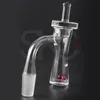 Smoke Full Weld Beveled Edge Quartz Banger With 2pcs Tourbillon/ Spinning Air Holes/ Quartz Cap & 2pcs 6mm Ruby Pearls For Dab Rigs Pipes Bong