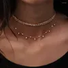Choker Golden Chain Tassel Star Layer Necklace voor vrouwen Boho -stokhangers