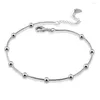 Anklets Classic Simple Women's 925 Srebrna kostka minimalistyczne okrągłe koraliki Kolejne letnie biżuteria Akcesoria