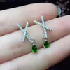 Brincos de argolas letra sobreposição de moda letra verde natal diopside gota gemstone s925 garotinha febre jóias finas