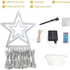 Solar Garden Lights Curtain Waterfall String Lights Star Twinkle Fairy Curtain Light for Backyard Christmas Party Wedding Decorations