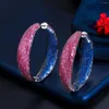 Hoop Earrings Luxury Full Cubic Zirconia Pave Big Round Circle Earring Engagement Party Jewelry Gift For Women Brincos