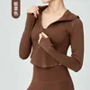 LU-408 Fall Nude Sports Coat Zipper Hoodie Yoga Shirt Long Sleeve Jacket Hollow Mesh Fitness Top