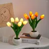 Decorative Flowers Simulation Tulip Flower Artificial Led Light Modern Wedding Decoration Desk Accessories Room Home Decor