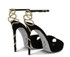 Идеальный бренд Renecaovilla Morgana Sandals Shoes Women Gold Crystal Snake Обернутая водонепроницаем