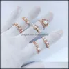 Bandringen 50 -stcs/lot mode luxe ros￩gouden kleurband Pearl Crown Metal Rings For Women Party Gifts Wedding Sieraden Mix Style Who DHQWX